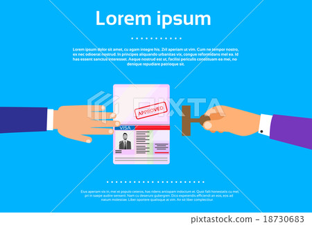 Visa Stamp Passport Flat Icon Businessman Hand Visa Stamp Passport Flat Icon Businessman Hand 18730683