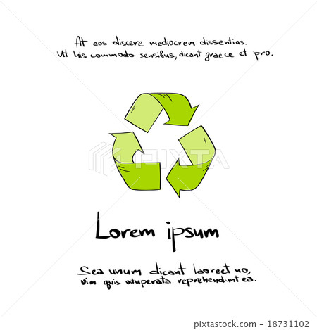 Recycle Symbol Logo Hand Draw Color Icon Vector 18731102