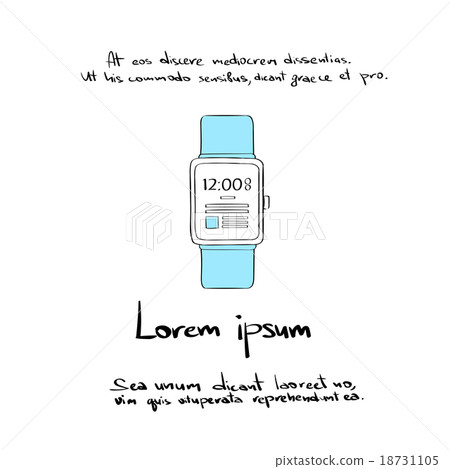 Smart Watch Hand Draw Color Icon Vector 18731105