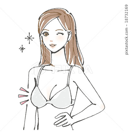 插图素材: 充满信心地女性例证在胸象