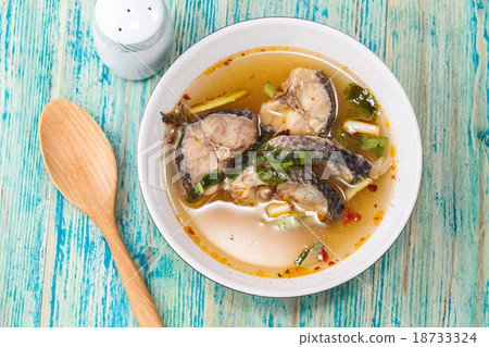 Thai food name is Fish Tomyam ,Sneck head fish on 18733324