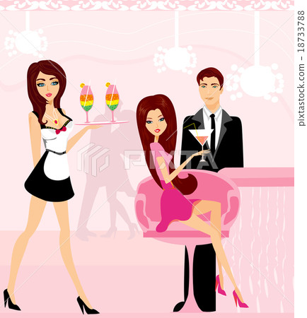 Young couple flirt and drink champagne in the club Young couple flirt and drink champagne in the club 18733788