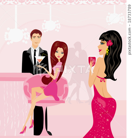 Young couple flirt and drink champagne in the club Young couple flirt and drink champagne in the club 18733789