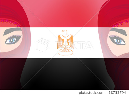 Woman face painted with flag of Egypt Woman face painted with flag of Egypt 18733794