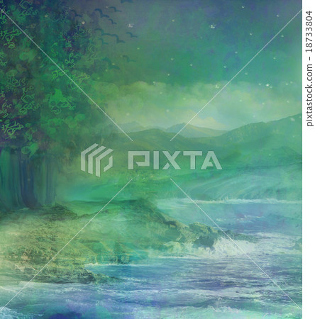night forest in mountain night forest in mountain 18733804