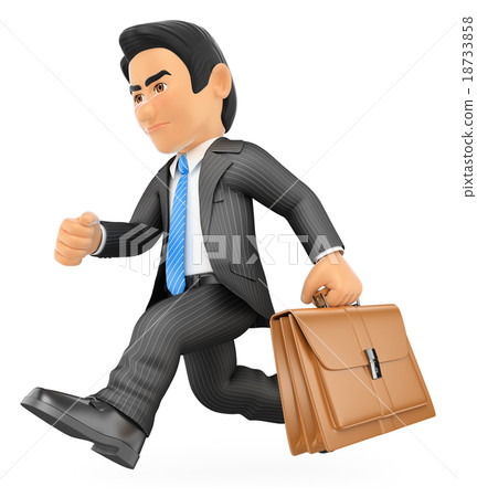 3D Businessman running with his briefcase - Stock Illustration ...