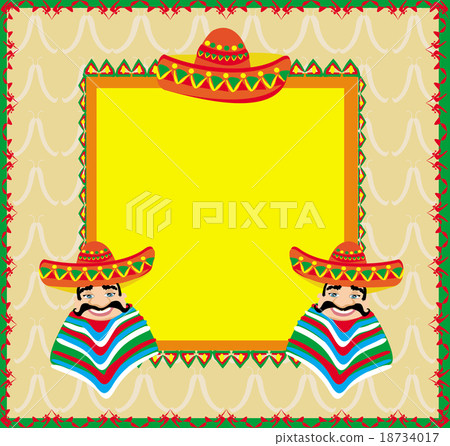 Mexican frame with man in sombrero 18734017