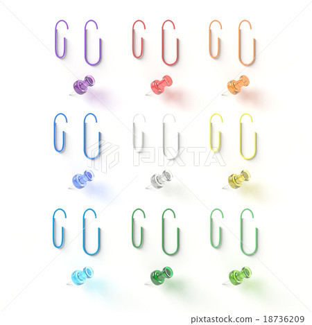 Illustration set of clip, push pin Illustration set of clip, push pin 18736209