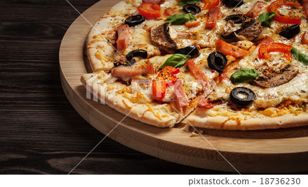 Ham pizza close up letterbox Ham pizza close up letterbox 18736230