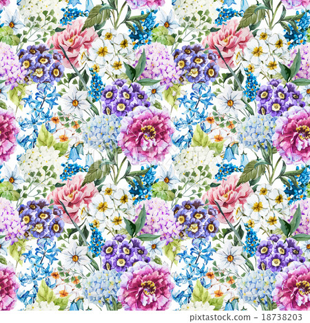 Watercolor floral pattern 18738203