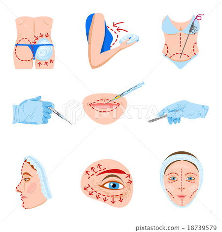 Plastic surgery flat icons set - Stock Illustration [18739579] - PIXTA