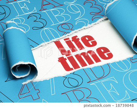 Timeline concept: red text Life Time under the 18739848