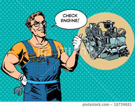 Fun mechanic check engine repair car Fun mechanic check engine repair car 18739881