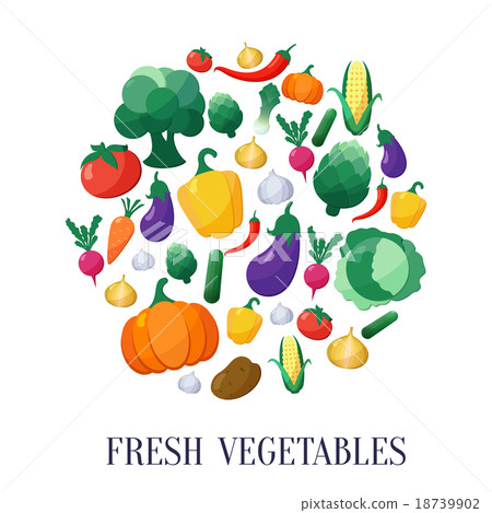Vector Vegetables Flat Style Icons Set - Stock Illustration [18739902 ...