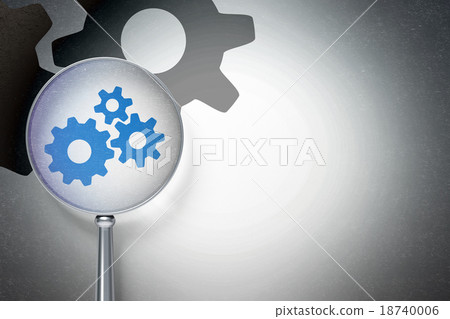Advertising concept: Gears with optical glass on - Stock Illustration ...