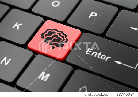 Science concept: Brain on computer keyboard 18740084