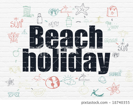 Tourism concept: Beach Holiday on wall background 18740355