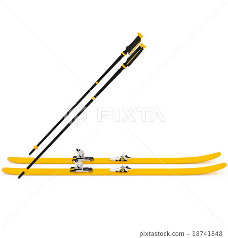 Sports skiing orange, ski poles 18741848