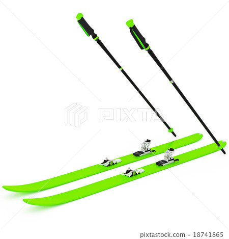 Skiing green ski poles 18741865