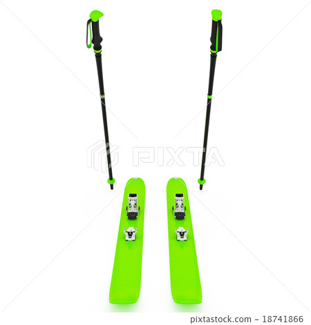 Skiing green, ski poles, front view 18741866