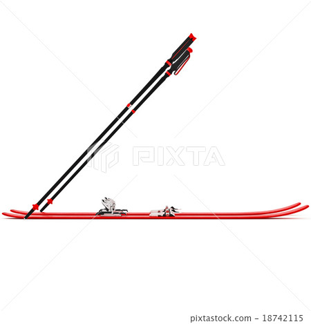 Sports skiing red ski poles, side view Sports skiing red ski poles, side view 18742115