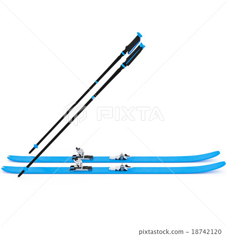 Sports skiing blue, ski poles Sports skiing blue, ski poles 18742120
