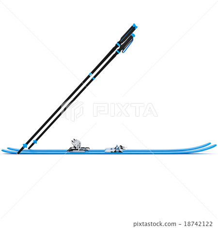Sports skiing blue ski poles, side view Sports skiing blue ski poles, side view 18742122