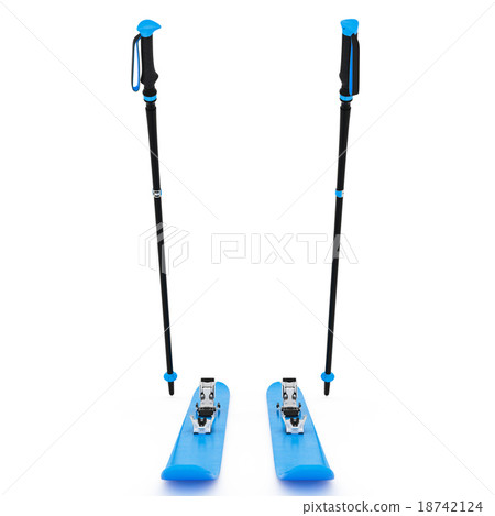 Skiing sports blue, ski poles, front view Skiing sports blue, ski poles, front view 18742124