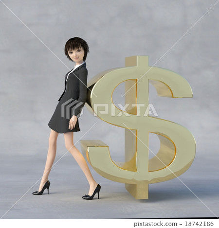 傾斜反對金玩偶perming3DCG例證材料的女商人 傾斜反對金玩偶perming3DCG例證材料的女商人 18742186