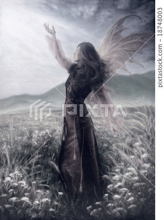 painting fairy woman in a historic dress standing painting fairy woman in a historic dress standing 18748003