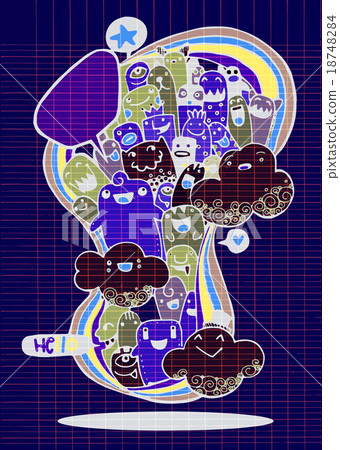Vector illustration of Monsters and alien doodle 18748284