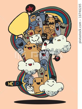 Vector illustration of Monsters and alien doodle 18748285