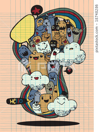 Vector illustration of Monsters and alien doodle Vector illustration of Monsters and alien doodle 18748286