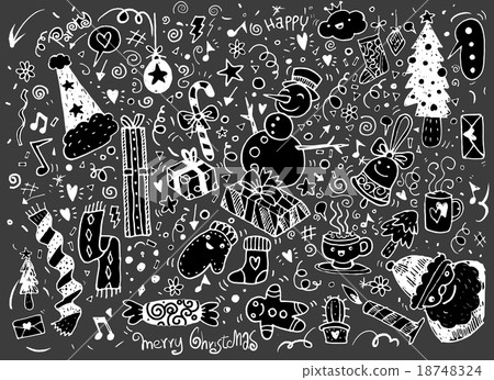 Hand drawn Christmas characters and elements 18748324