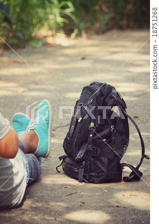 Selfie of sneakers with a backpack Selfie of sneakers with a backpack 18751268