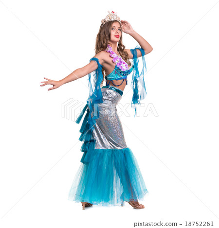 Carnival dancer girl dressed as a mermaid posing Carnival dancer girl dressed as a mermaid posing 18752261