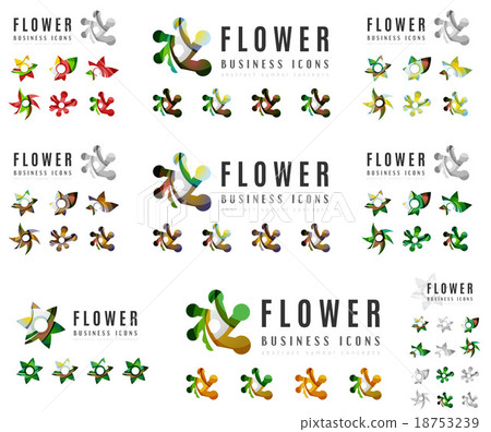 Set of company logotype branding designs, flower 18753239