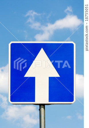 One-Way traffic road sign. One-Way traffic road sign. 18755051