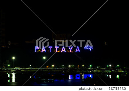 Colorful of Pattaya city alphabet in the night Colorful of Pattaya city alphabet in the night 18755280