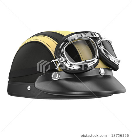 Leather motorcycle helmet with goggles Leather motorcycle helmet with goggles 18756336