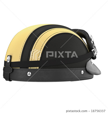Motorcycle leather helmet with yellow stripes 18756337