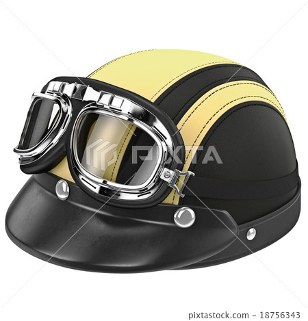 Leather biker motorcycle helmet with goggles Leather biker motorcycle helmet with goggles 18756343