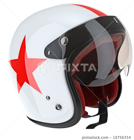 Glossy motorcycle helmets with red stars Glossy motorcycle helmets with red stars 18756354