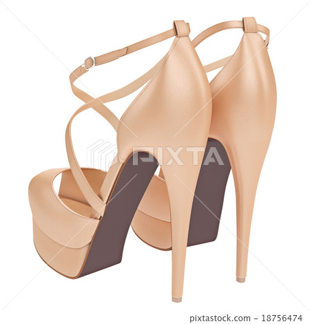 Beige leather sandals with heels Beige leather sandals with heels 18756474