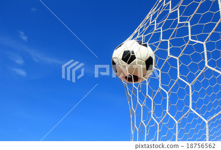 soccer ball in goal 18756562
