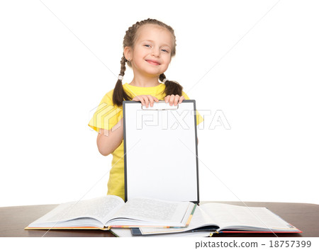 girl with clipboard and books 18757399