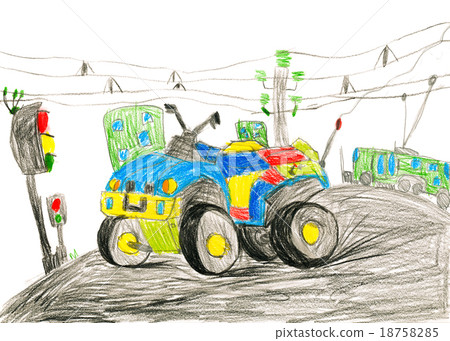 quad bike. child drawing 18758285