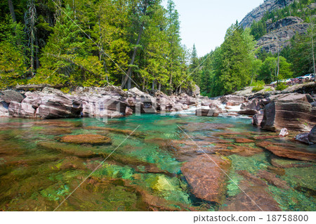 Turquoise river flowing towards Lake McDonald 18758800