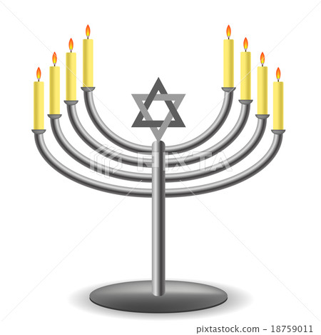 Menorah with Burninng Candles Menorah with Burninng Candles 18759011