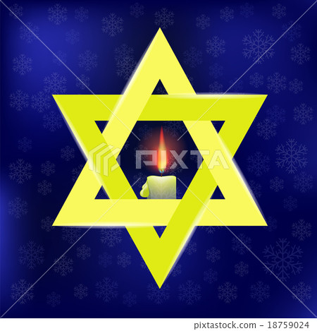 Yellow Star of David and Burning Candles 18759024
